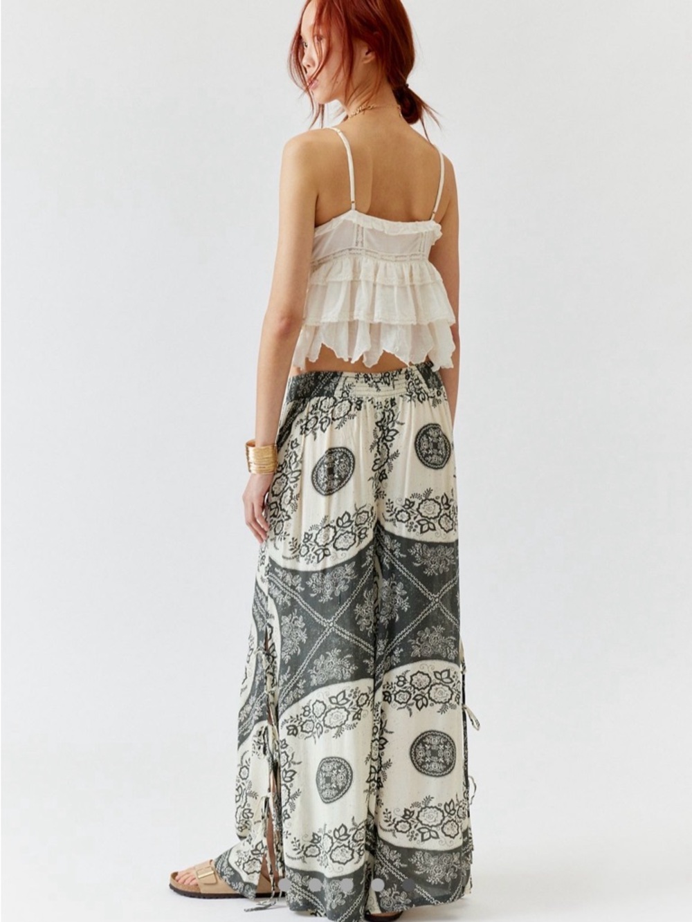 BRAND NEW Urban Outfitters Tied Up Gauze Wide Leg Pants - Picture 5 of 5